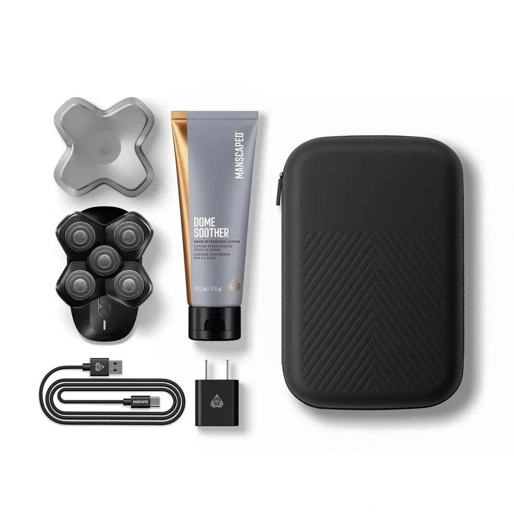 New!‎ MANSCAPED Dome Shaver PRO Essentials Kit Bald Head Electric Razor 5 Blade